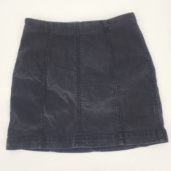 Free People Black Denim Mini Skirt Women's Size 10 - Picture 5 of 6